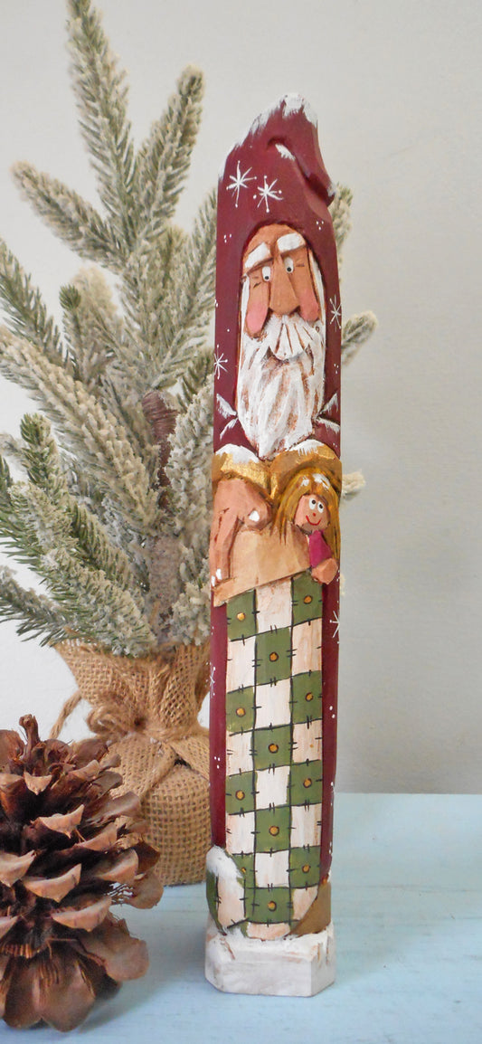 Wooden Pencil Santa Claus with Stocking