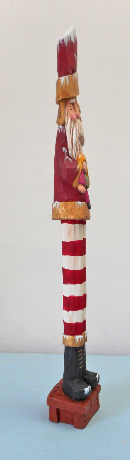 Whimsical Long Leg Pencil Santa Claus Figures