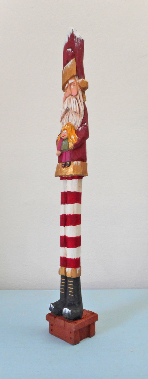 Whimsical Long Leg Pencil Santa Claus Figures