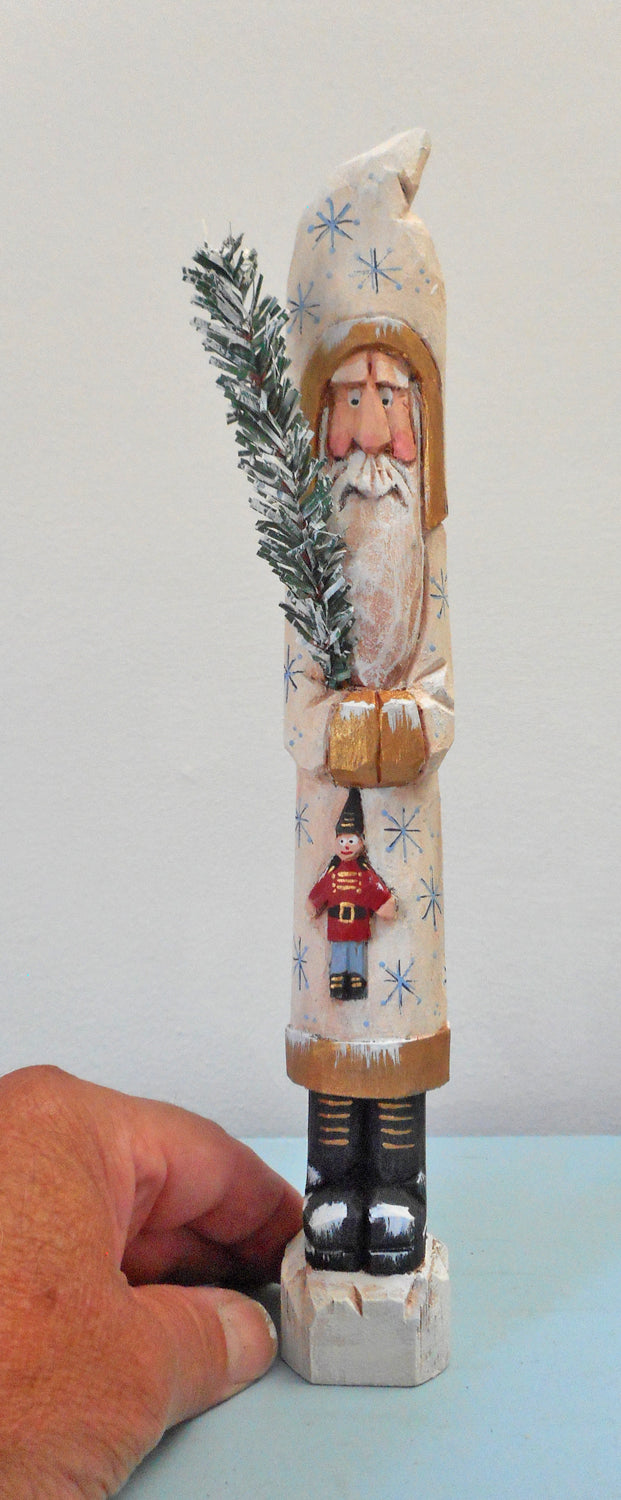 Hand Carved Belsnickle Santa Claus with Tree