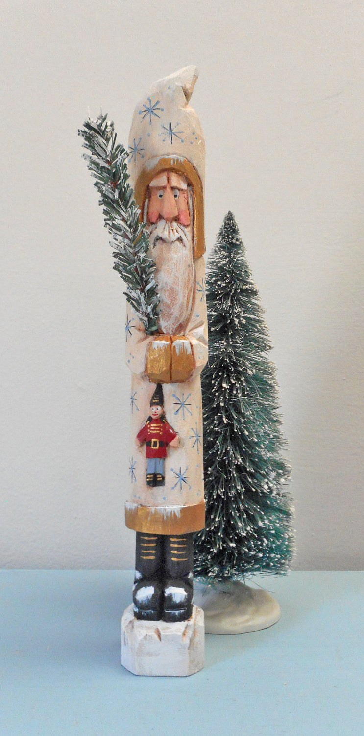 Hand Carved Belsnickle Santa Claus with Tree