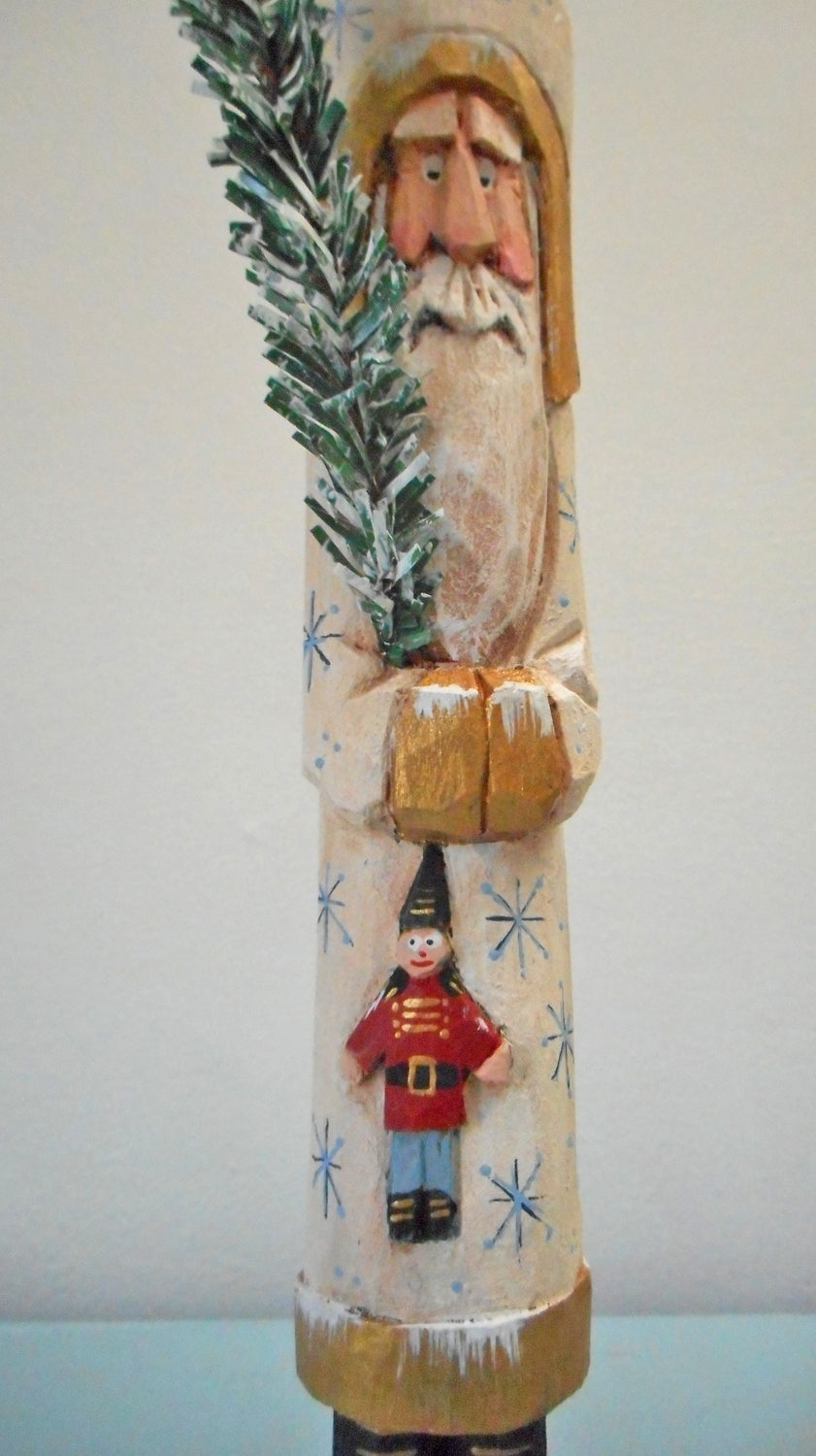 Hand Carved Belsnickle Santa Claus with Tree