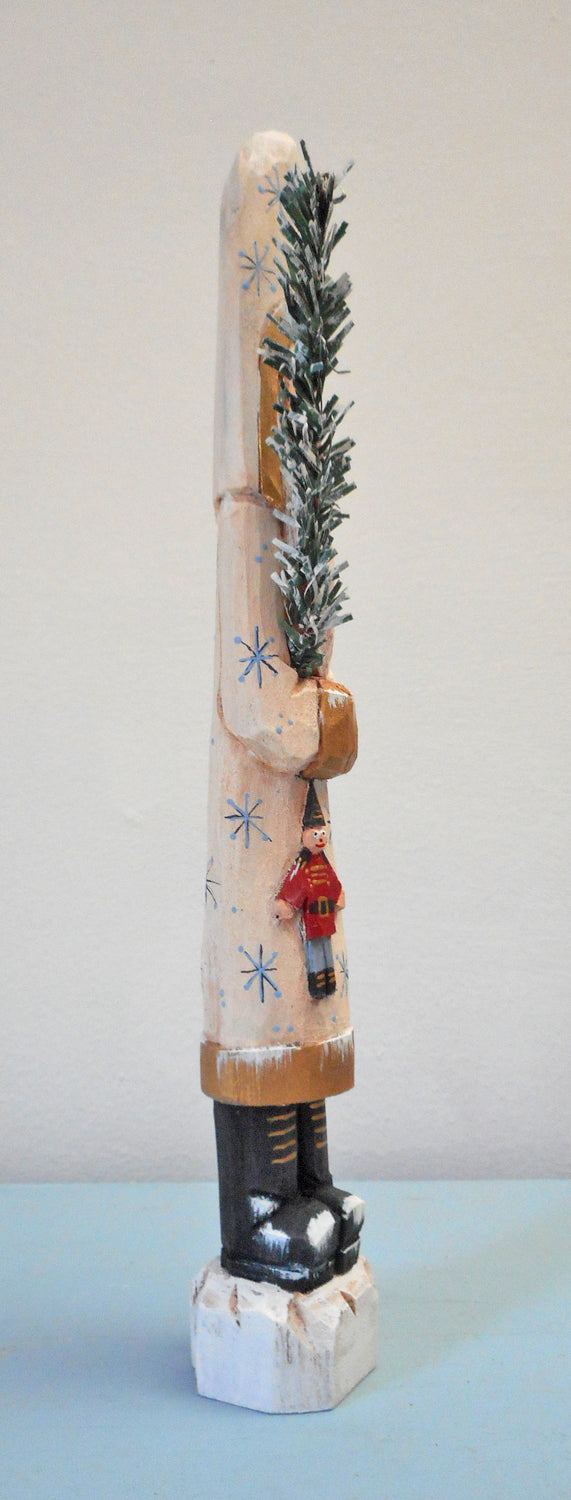 Hand Carved Belsnickle Santa Claus with Tree