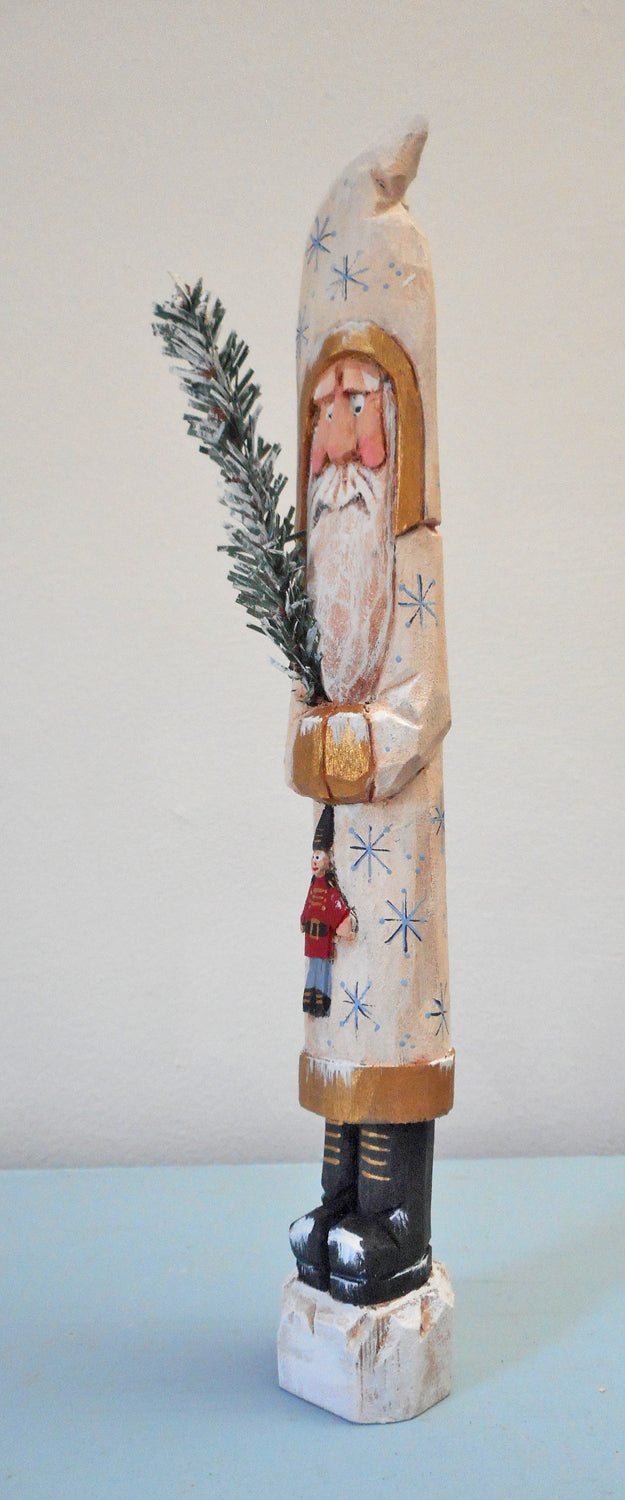 Hand Carved Belsnickle Santa Claus with Tree