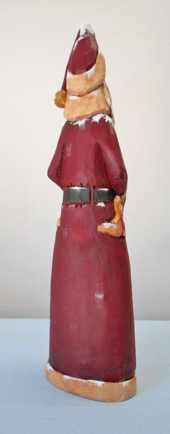 Hand Carved Father Christmas Santa with Quilt