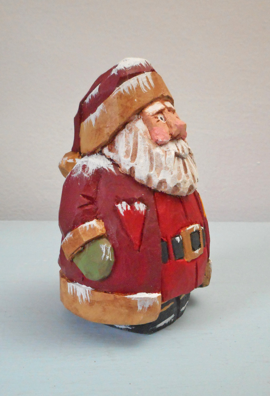 Wooden Chubby Santa Claus with doll