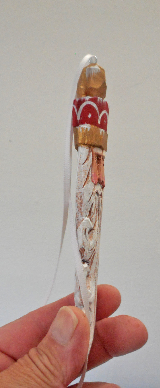 Hand carved Santa Christmas ornament