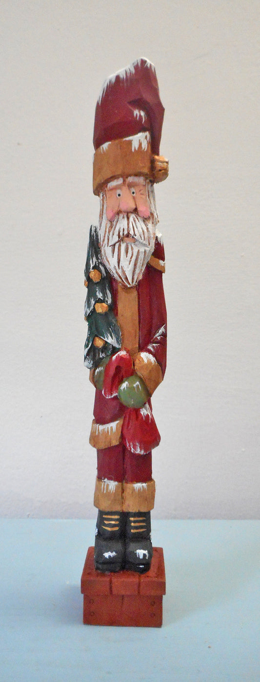 Santa Claus Woodcarving with Tree