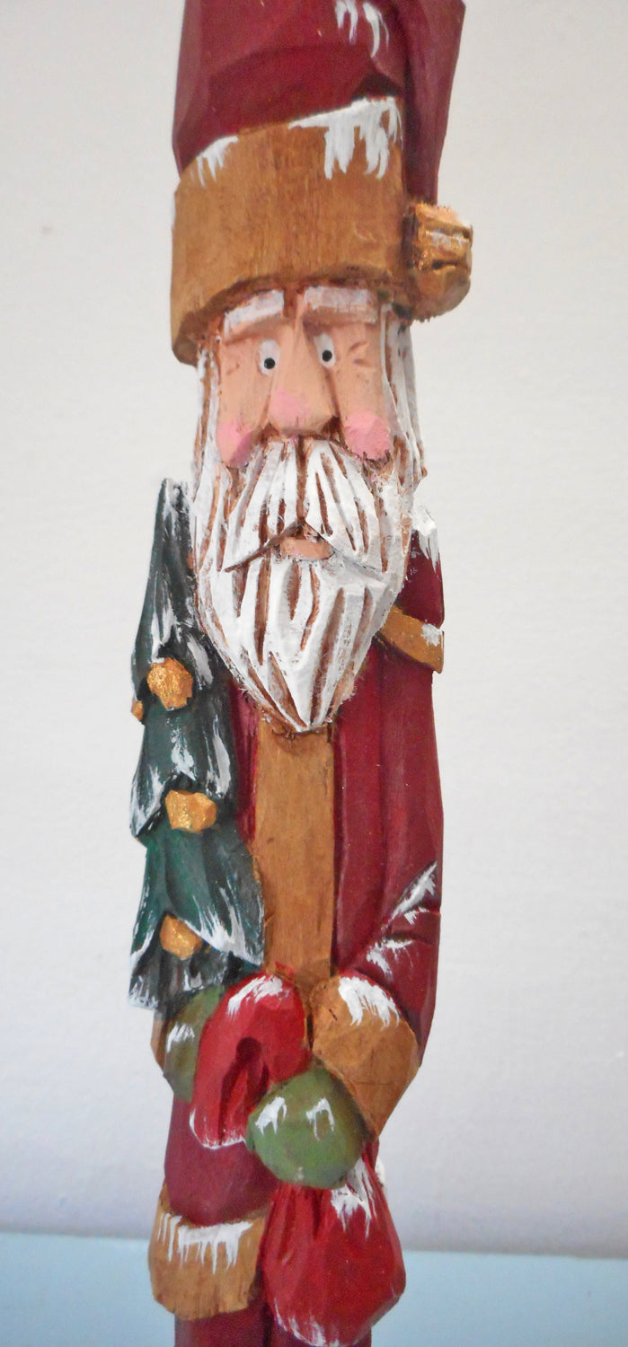 Santa Claus Woodcarving with Tree