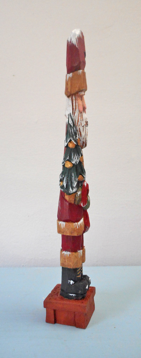 Santa Claus Woodcarving with Tree