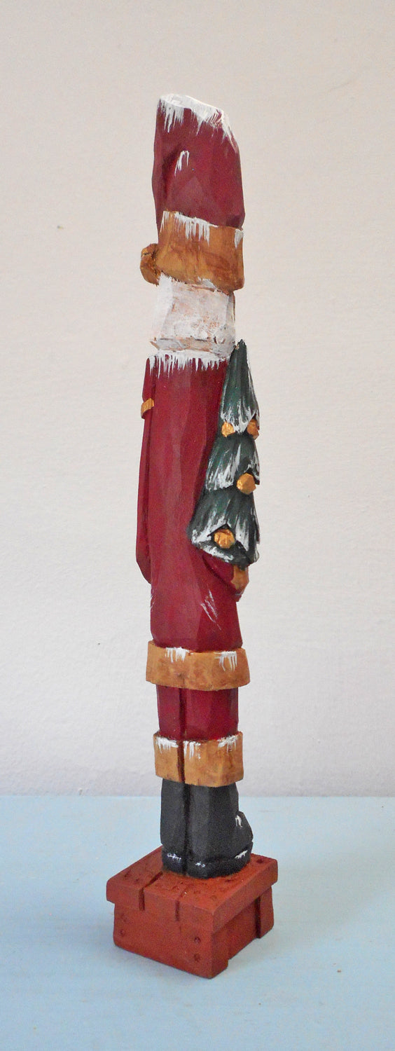 Santa Claus Woodcarving with Tree