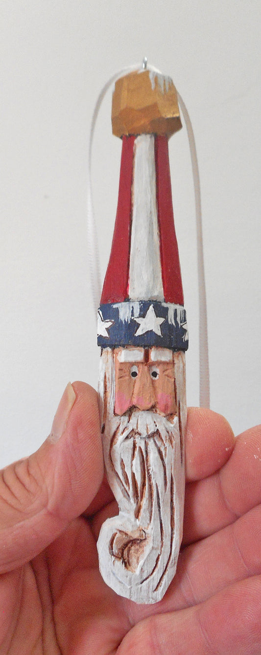 Wood Patriotic Christmas Ornament