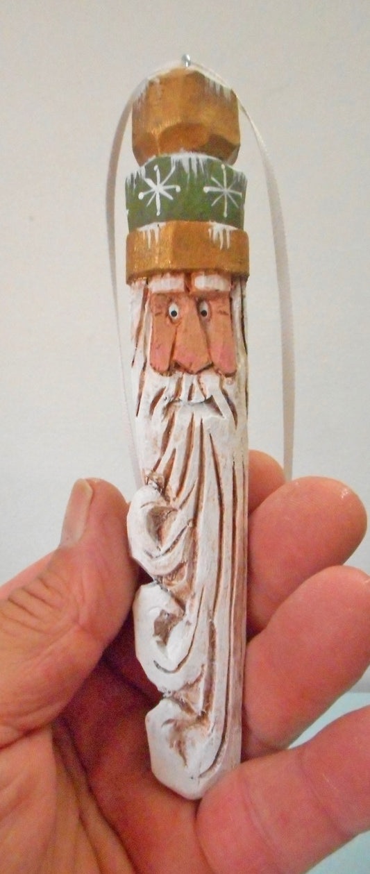 Hand Carved Santa Claus Ornament