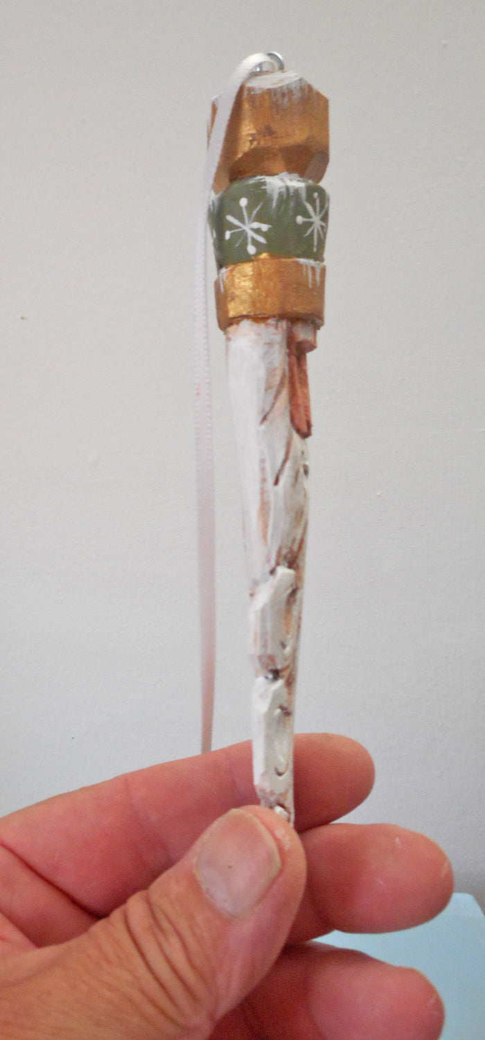 Hand Carved Santa Claus Ornament