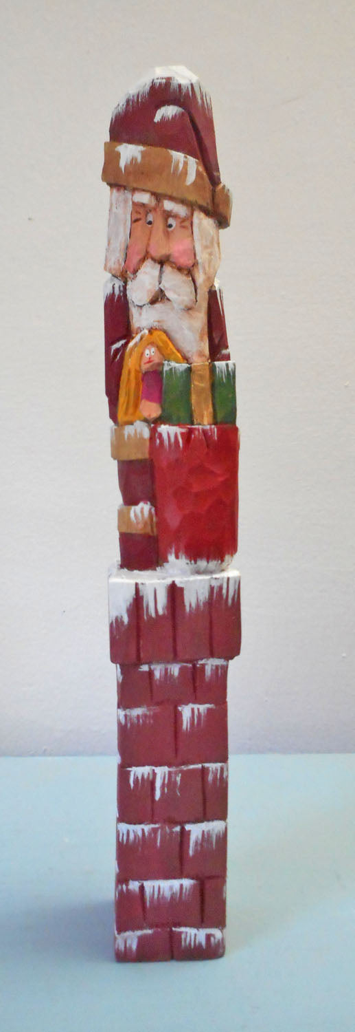 Chimney Pencil Santa Claus Wood Carving