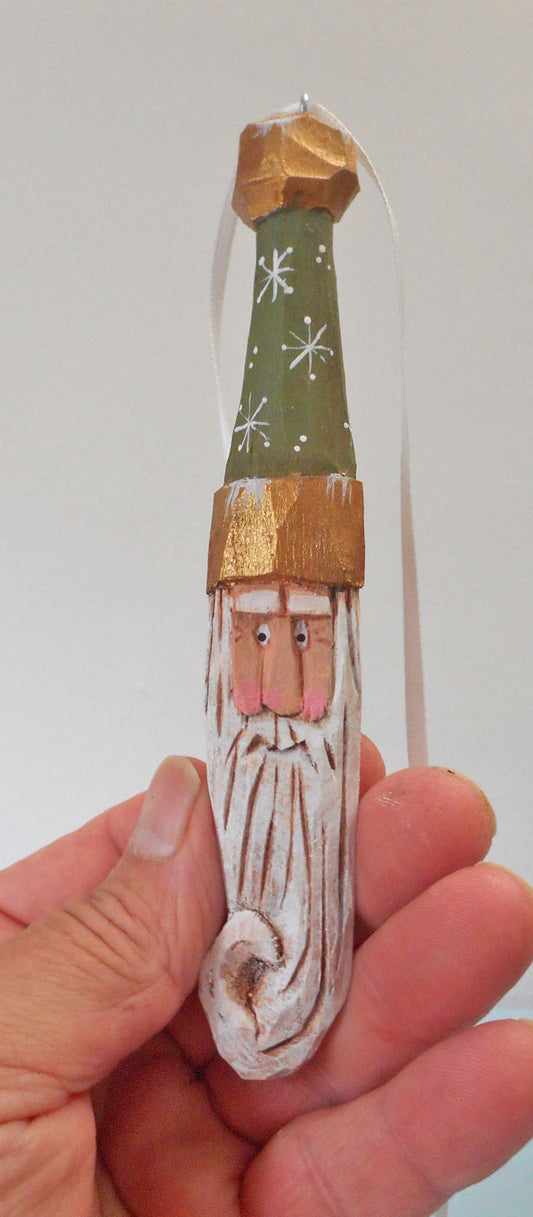 Hand Carved Santa Claus Ornament