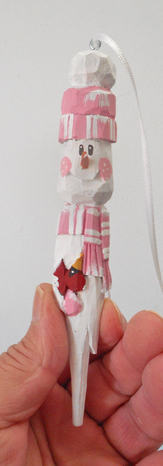 Snowman with Cardinal Ornament