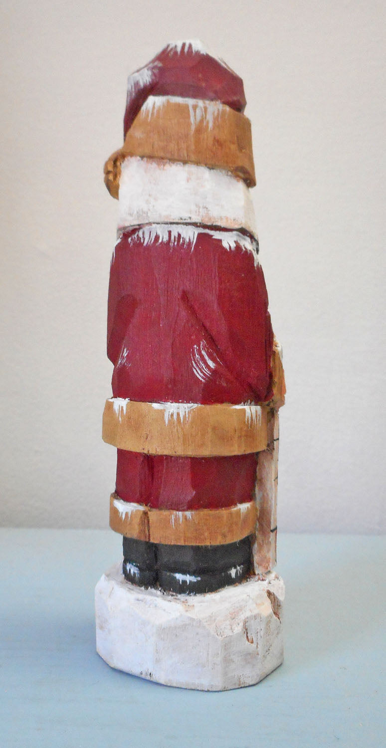 Hand Carved Santa Claus with Barn Quilt