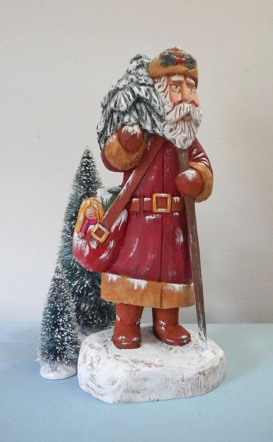 Christmas Traveler Santa Claus Sculpture