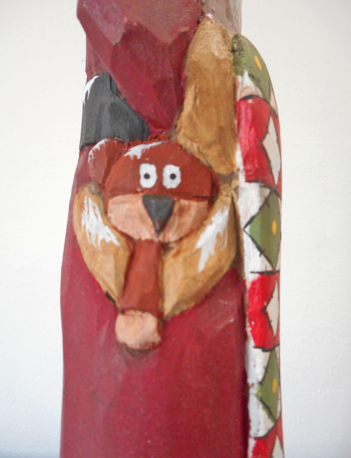 Hand Carved Father Christmas Santa with Quilt