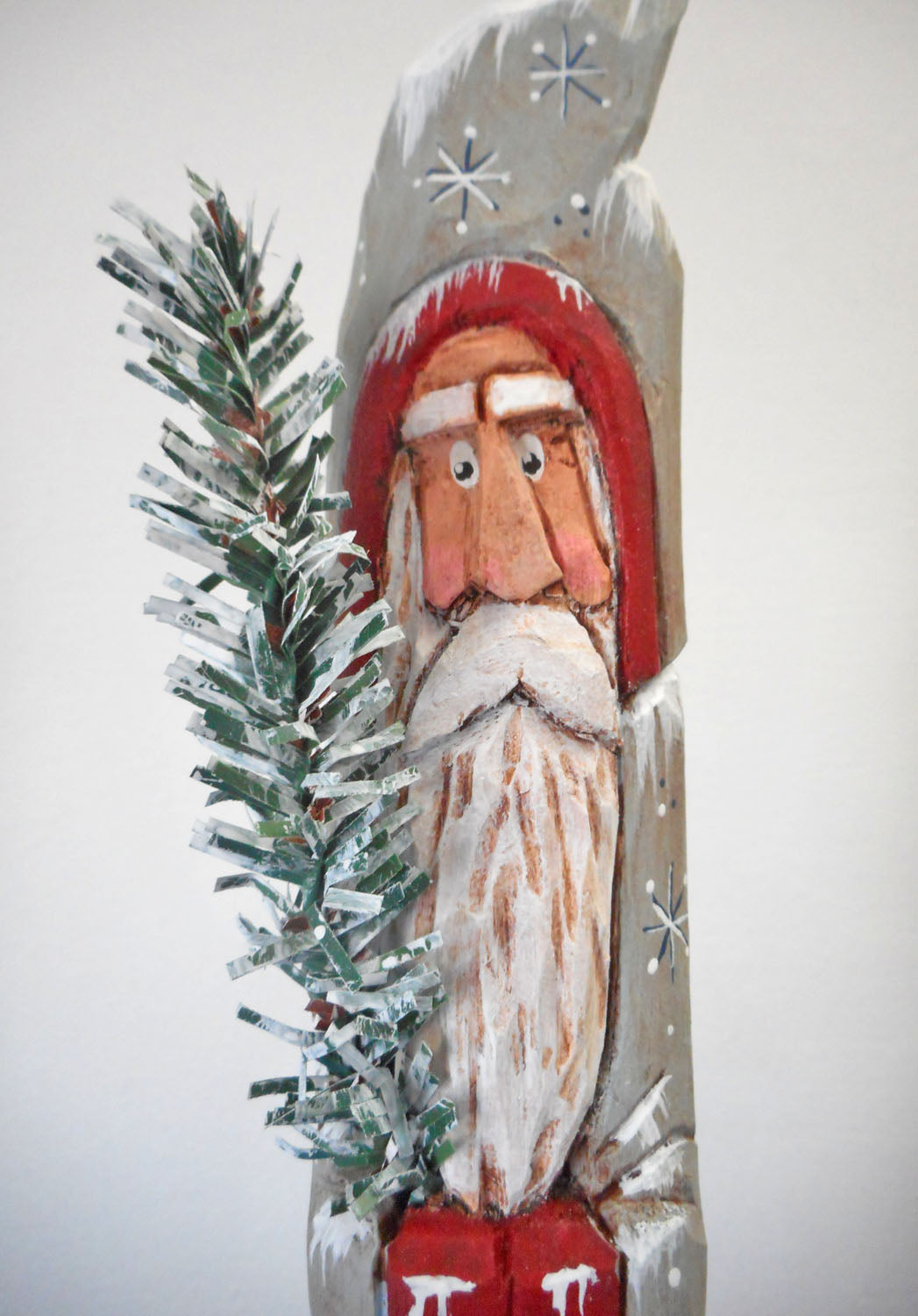 Hand Carved Belsnickle Santa Claus with Tree
