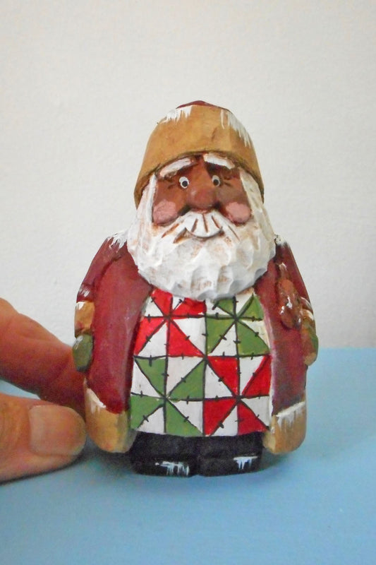 Wooden Chubby Santa Claus with bear