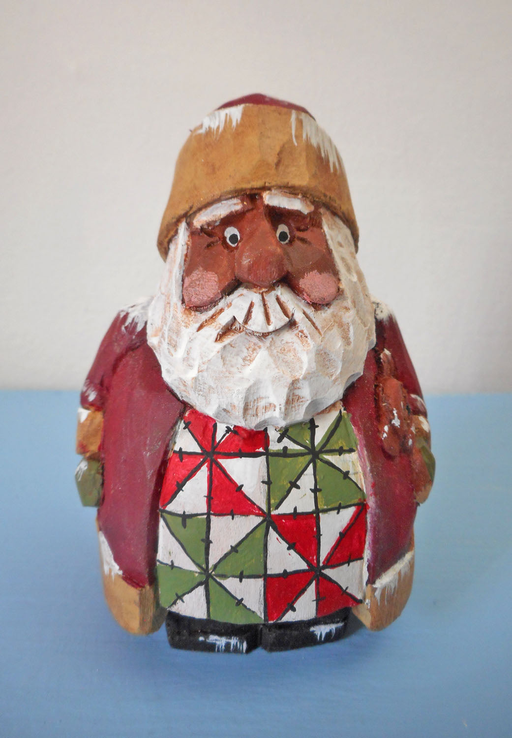 Wooden Chubby Santa Claus with bear