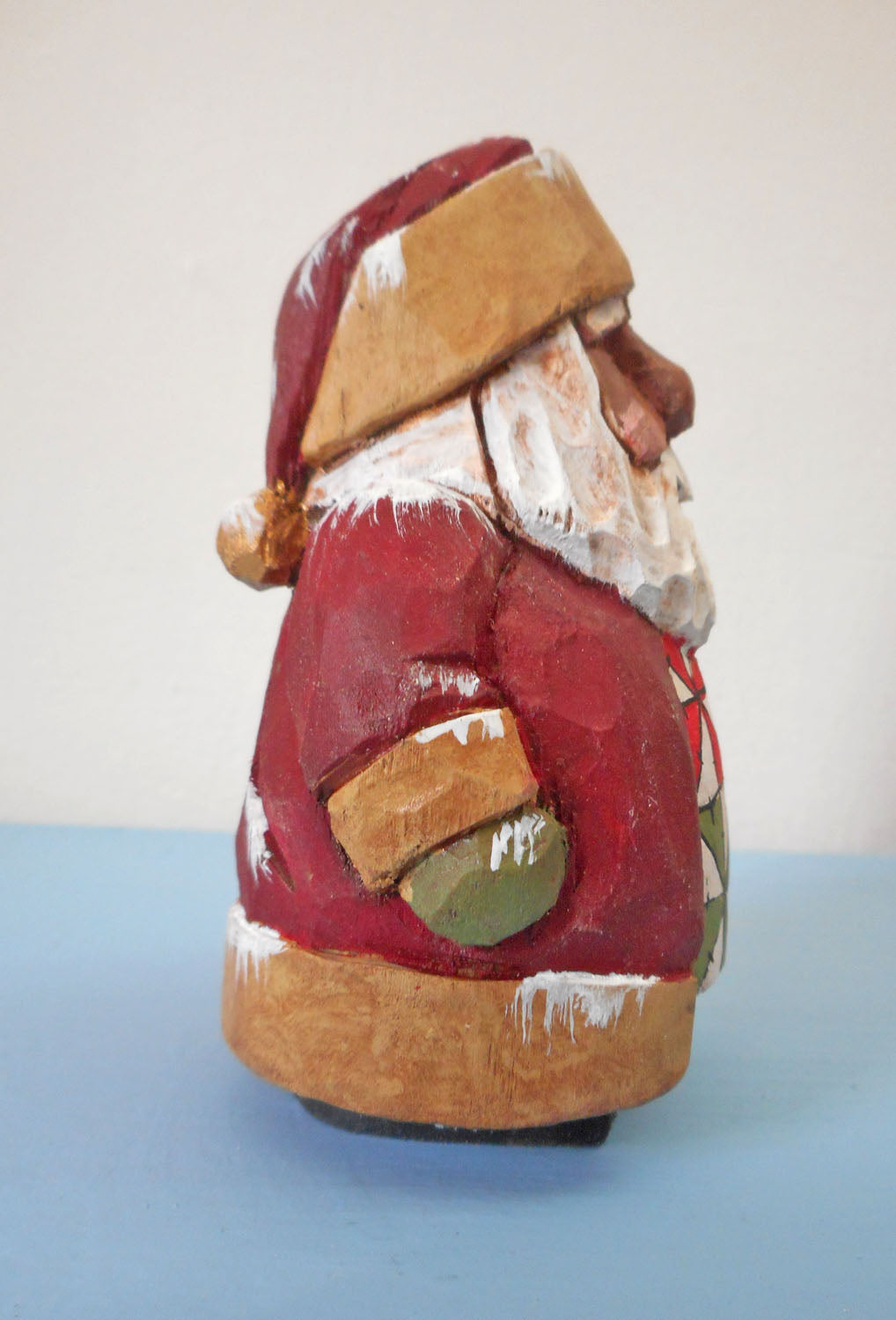 Wooden Chubby Santa Claus with bear