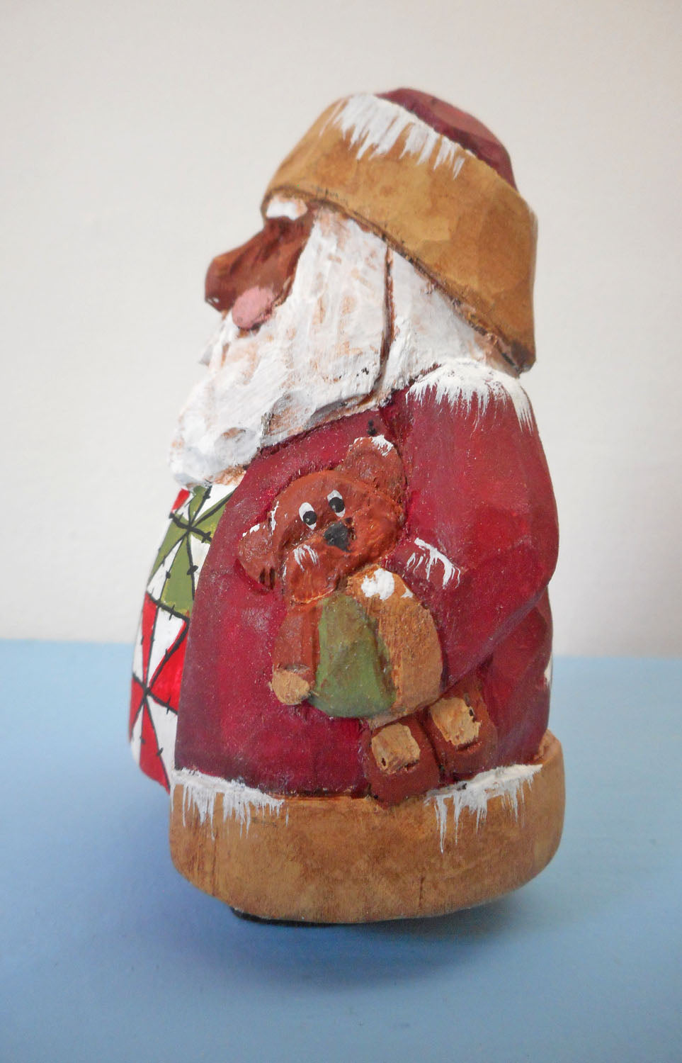 Wooden Chubby Santa Claus with bear