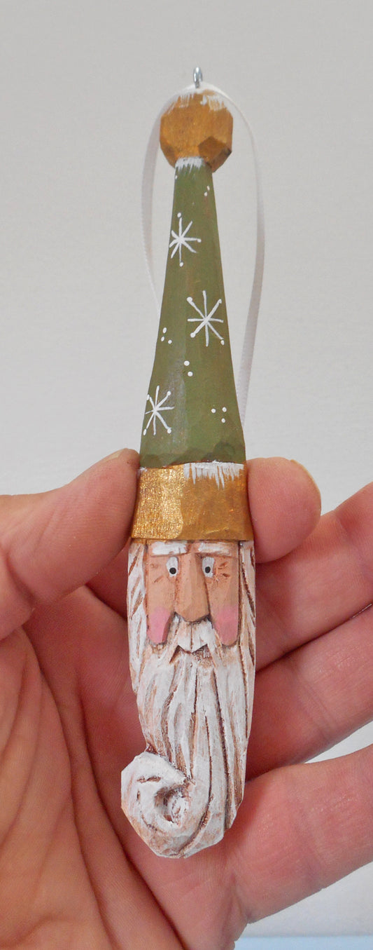 Hand Carved Santa Claus Ornament