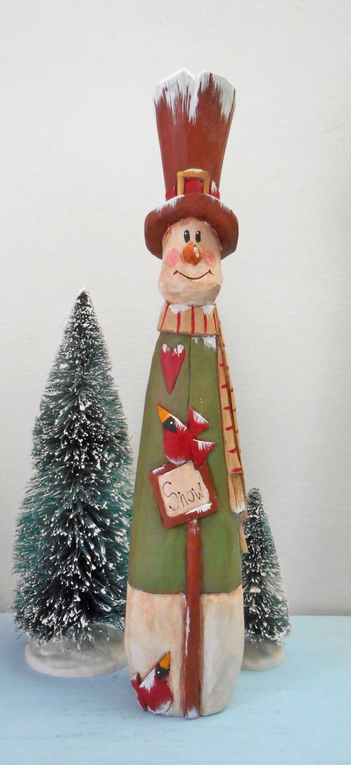 Wooden Folk Art Snowman Decoration