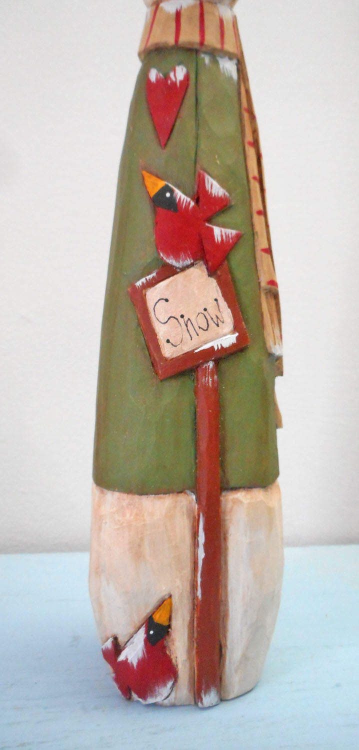 Wooden Folk Art Snowman Decoration