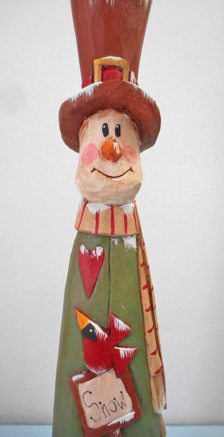Wooden Folk Art Snowman Decoration