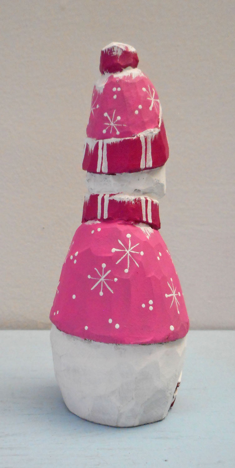 Wooden Snowman with heart and Cardinal decoration