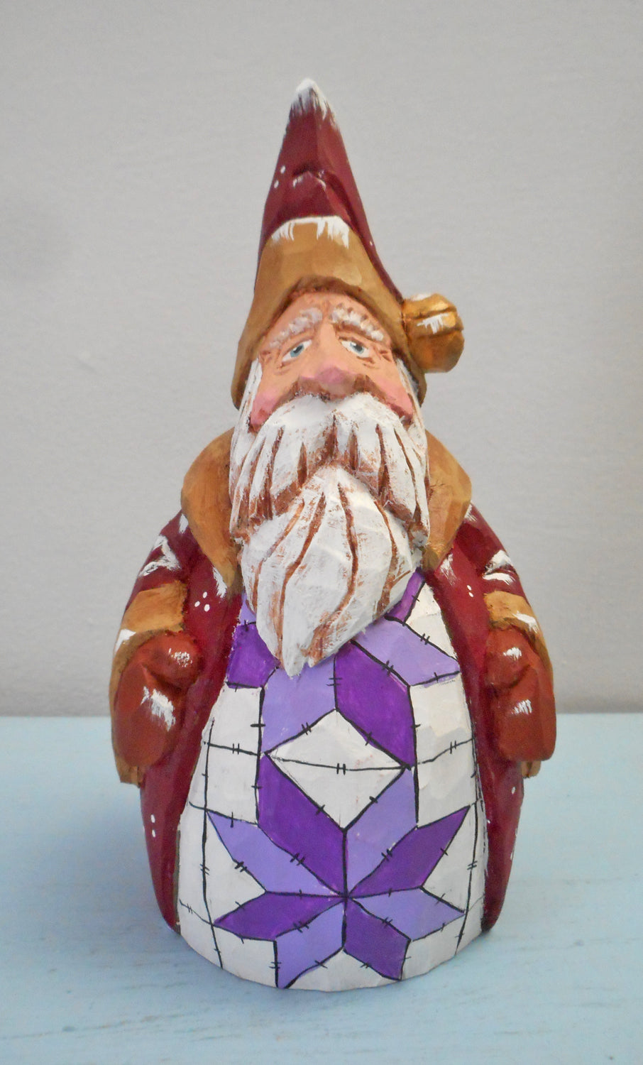 Chubby Quilt Santa Claus woodcarving