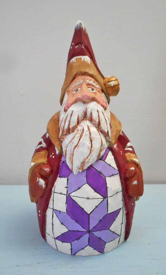 Chubby Quilt Santa Claus woodcarving