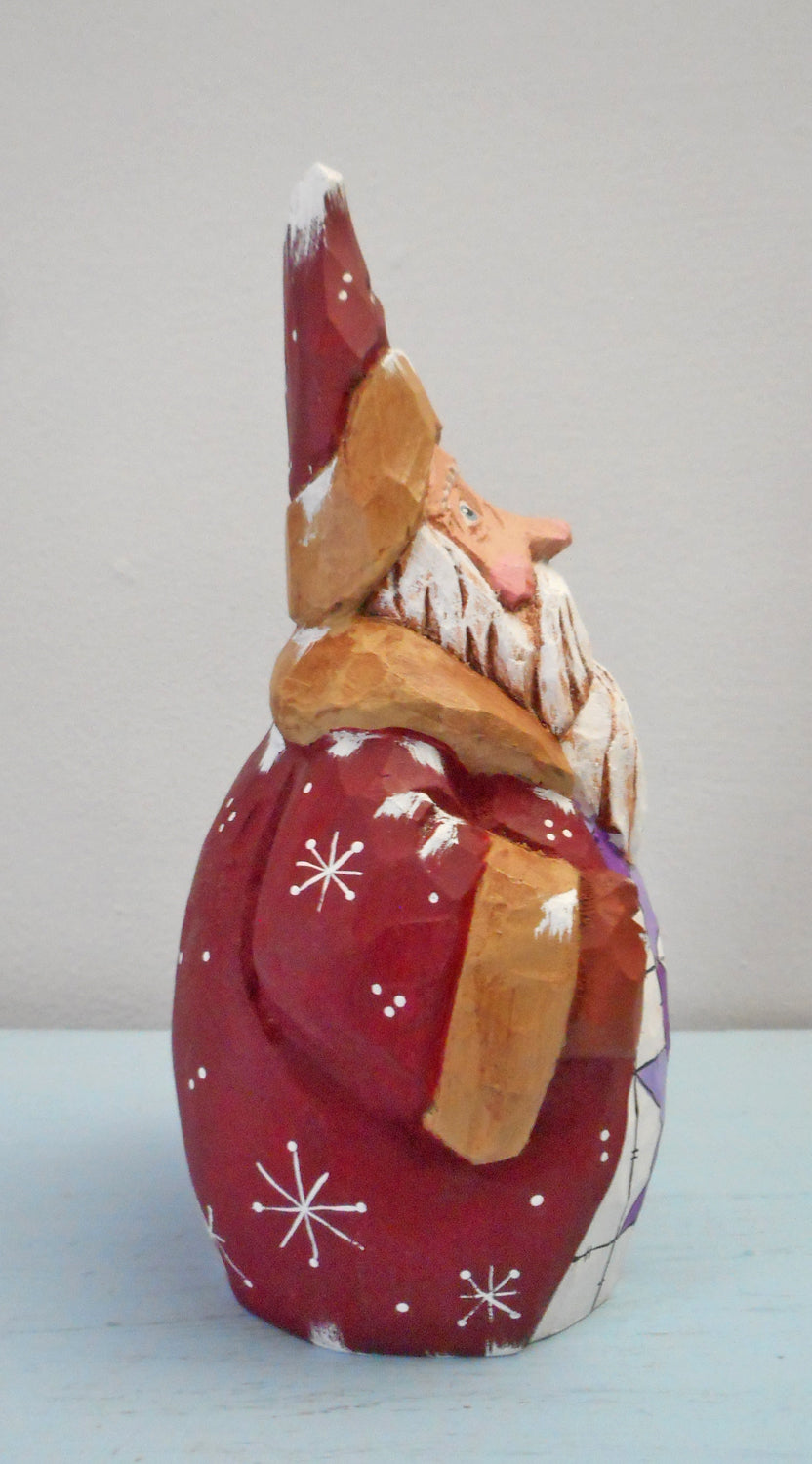 Chubby Quilt Santa Claus woodcarving