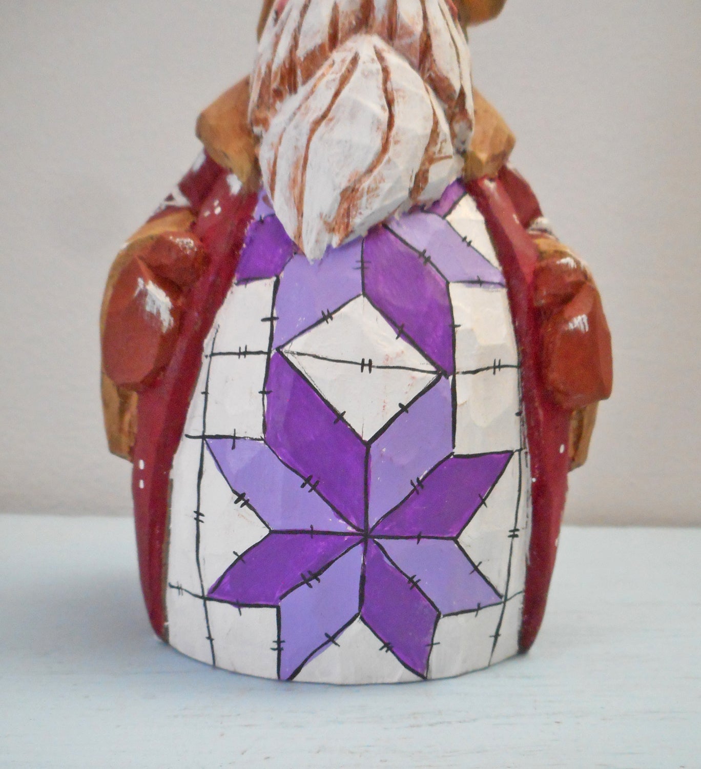 Chubby Quilt Santa Claus woodcarving