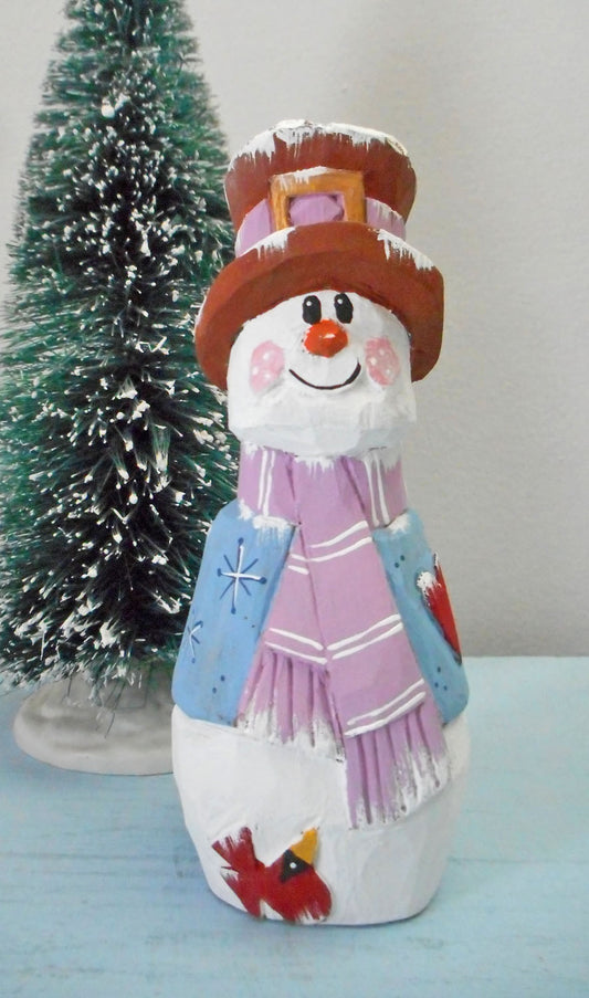 Snowman with Cardinal decoration