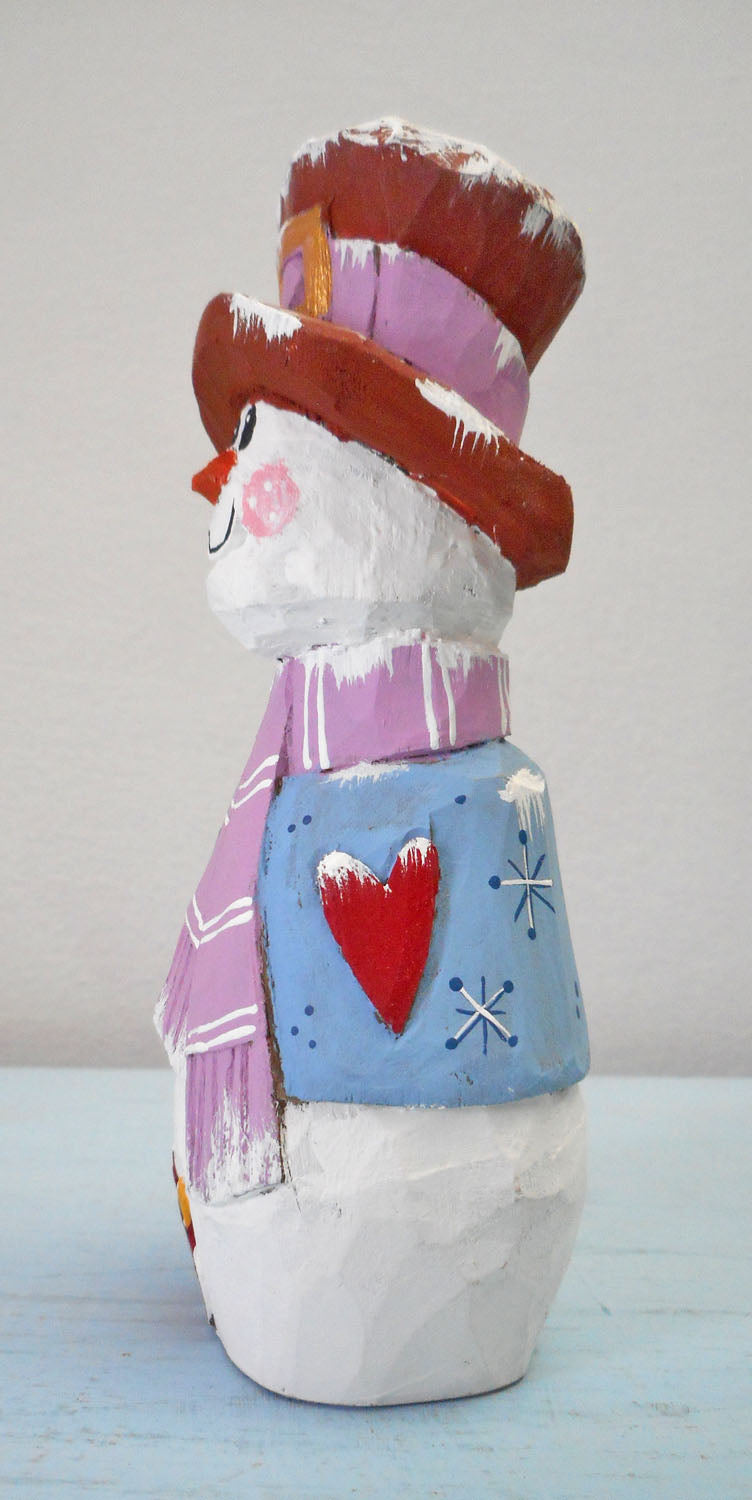 Snowman with Cardinal decoration