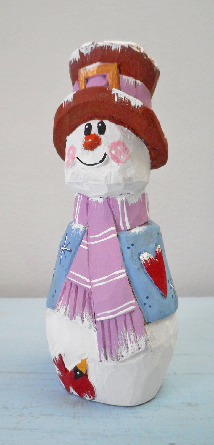 Snowman with Cardinal decoration