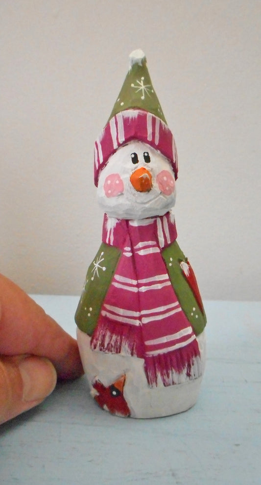 Wooden Snowman with heart decoration