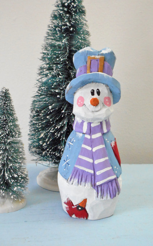 Snowman with Cardinal decoration
