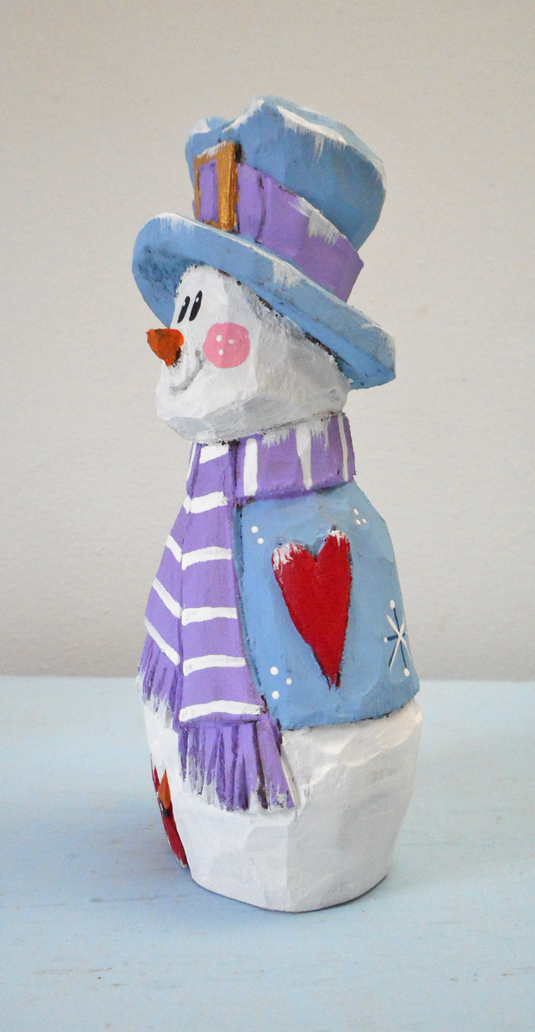 Snowman with Cardinal decoration
