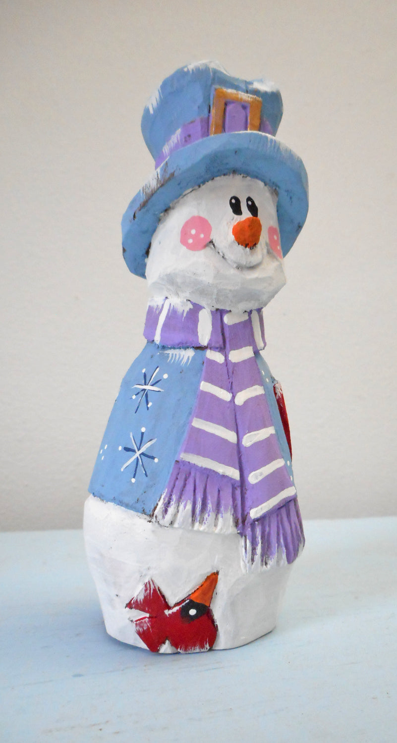 Snowman with Cardinal decoration