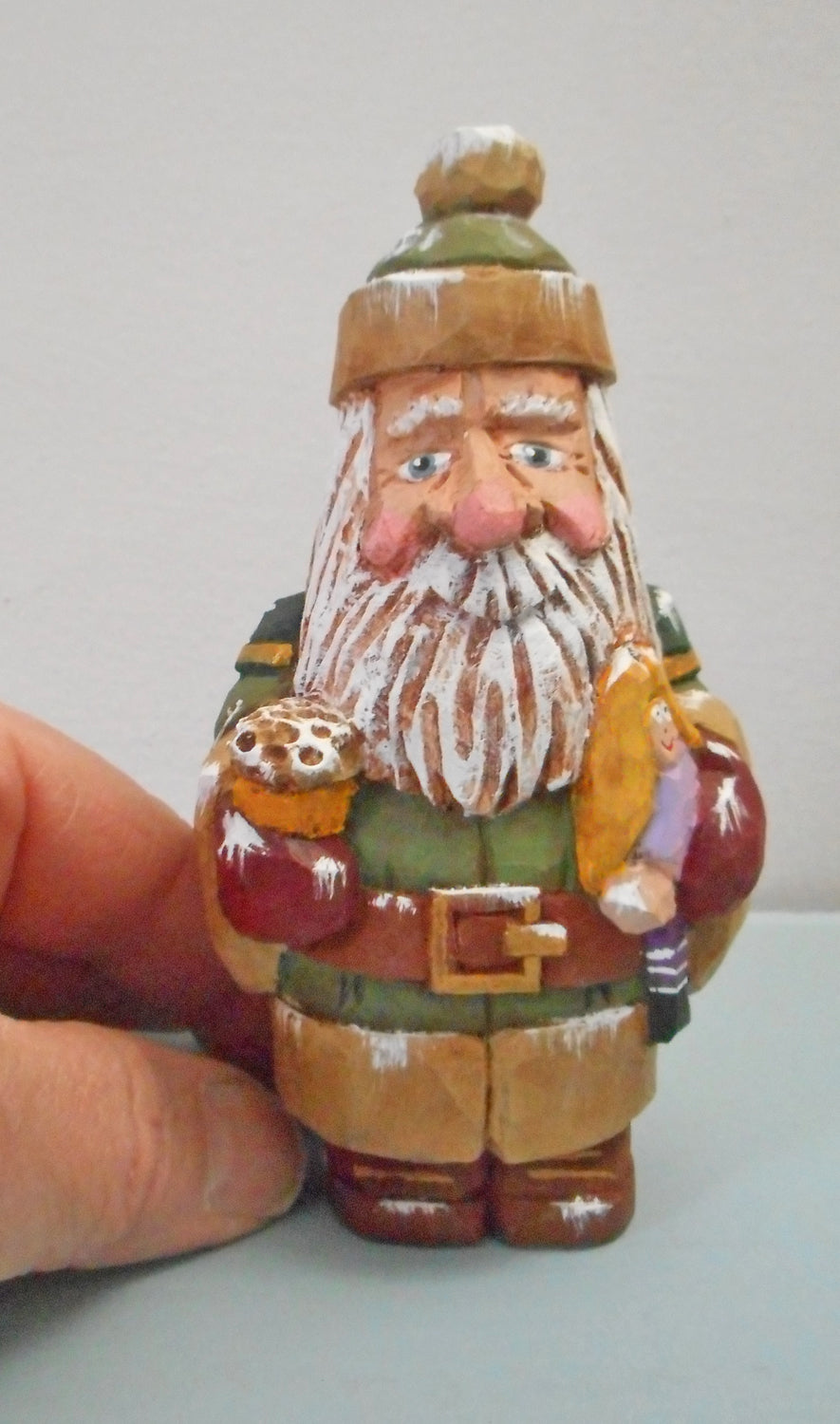Irish Hand Carved Santa Claus with beer