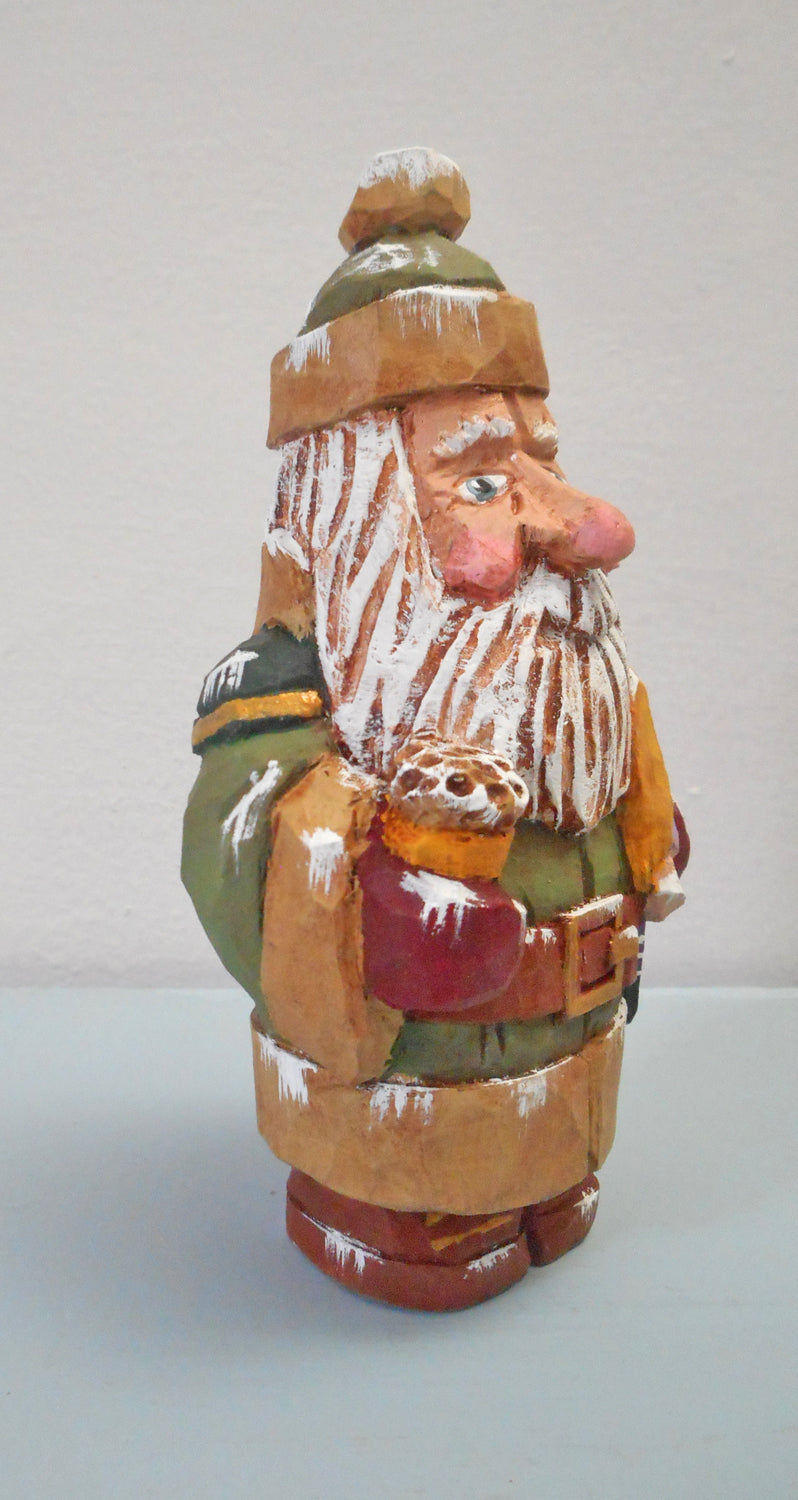 Irish Hand Carved Santa Claus with beer