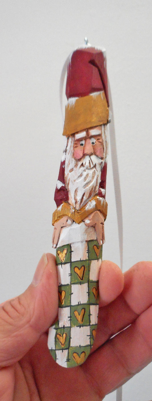Wooden Santa Ornament