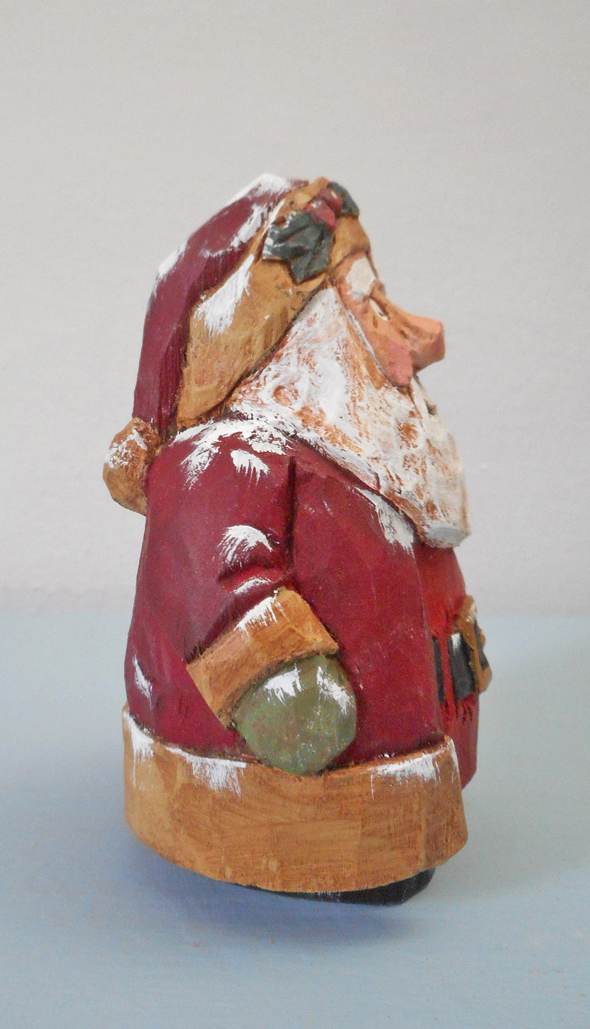 Wooden Chubby Quilt Santa Claus with doll