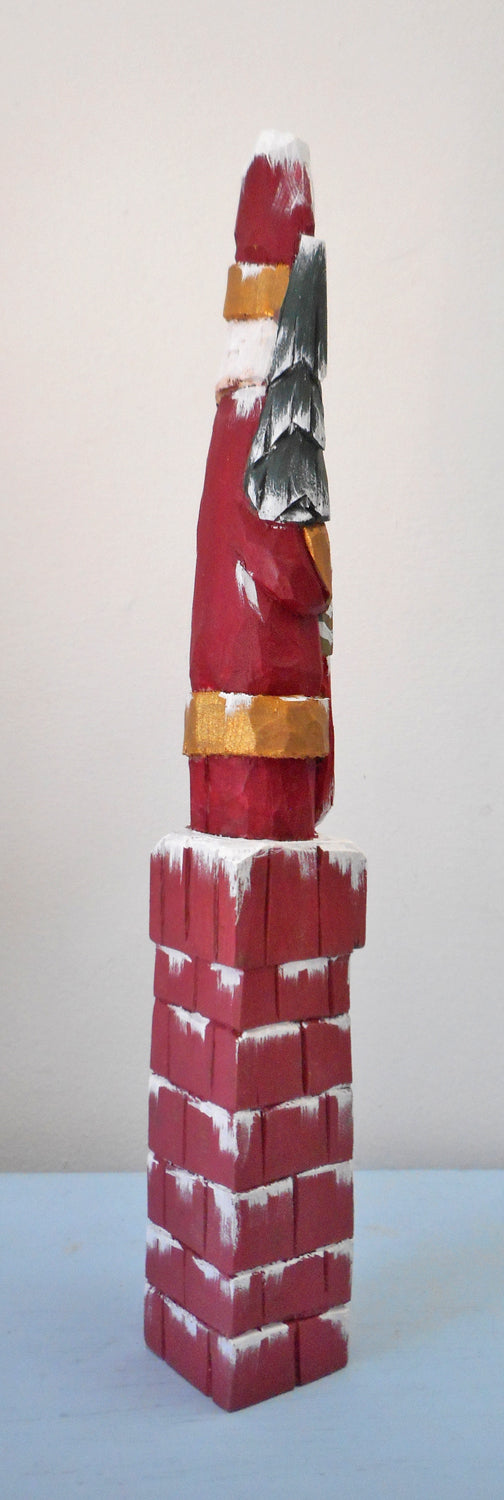 Carved Santa Claus with Christmas Tree